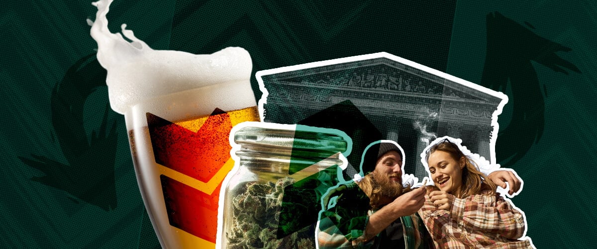 Découvrez l'impact de la légalisation du cannabis sur les ventes et la consommation d'alcool. Des recherches montrent une réduction des ventes de bière et d'alcool dans les zones où le cannabis est légal. Le cannabis est-il une menace pour l'industrie de l'alcool ?   