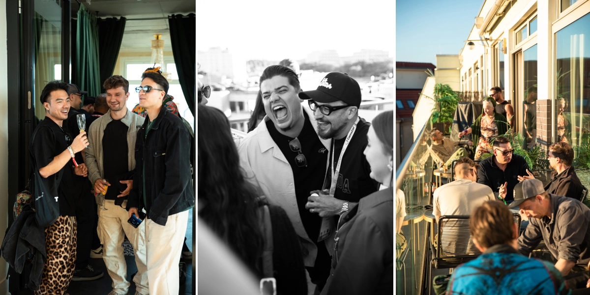 Découvrez des moments du rassemblement sur le rooftop après la première de The Pl*nt, où les invités ont poursuivi leurs conversations autour d’un verre avec la skyline de Berlin en toile de fond.