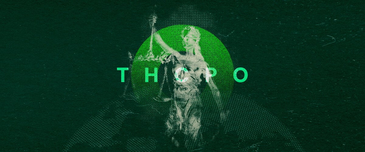 Découvrez le Statut Légal du THCPO avec Cette Impressionnante Illustration de la Justice Représentation artistique de la Justice avec balance et épée, surmontée du texte