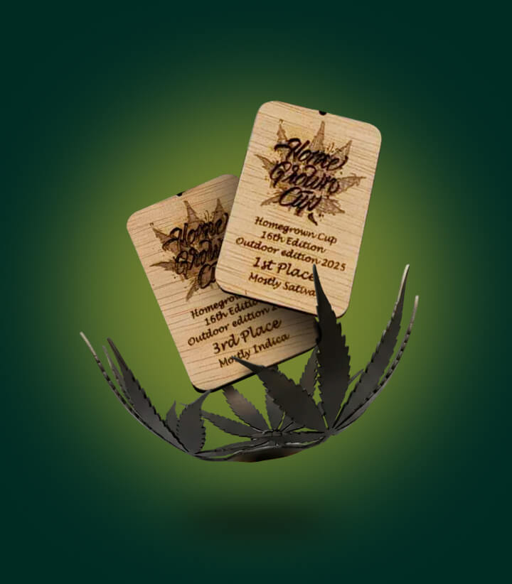 Récompenses Homegrown Cup remportées par RQS, avec les trophées de première et troisième place de l’édition Outdoor 2025