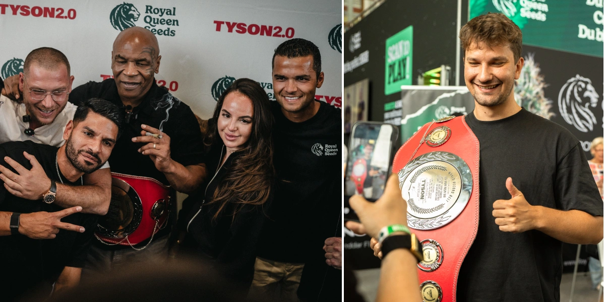Découvrez Mike Tyson avec l’équipe Royal Queen Seeds lors de l’événement TYSON 2.0, célébrant la culture et la communauté du cannabis.