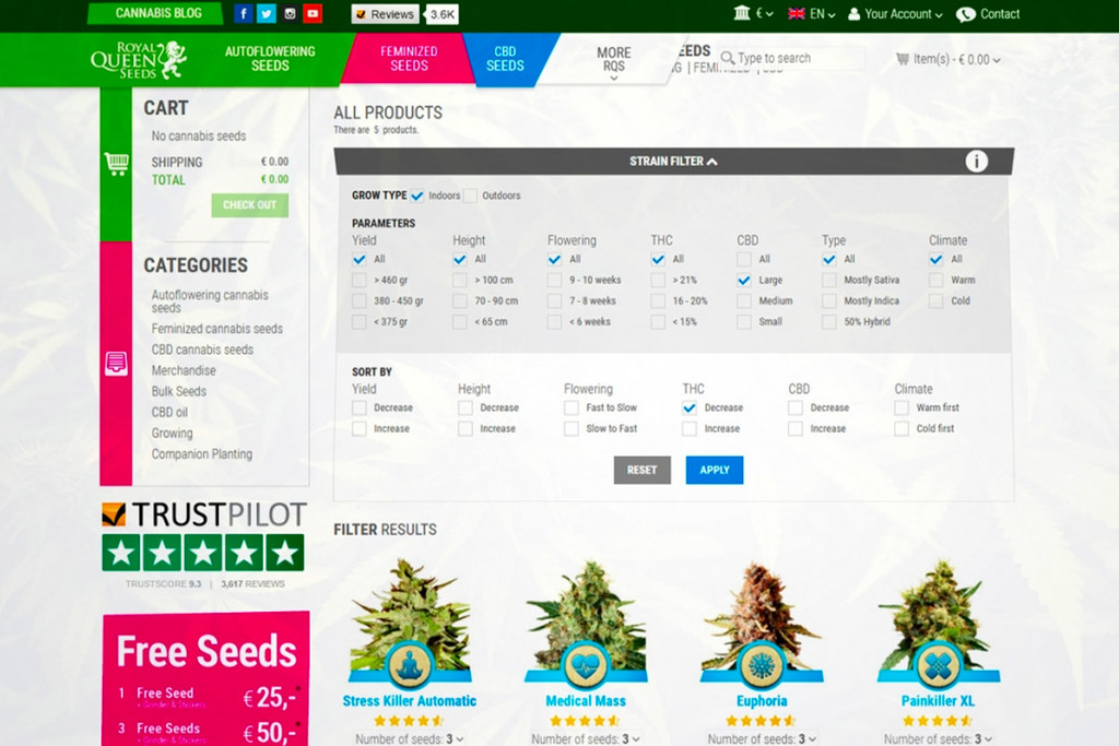 Lancement Du Filtre De Variétés De Cannabis Royal Queen Seeds !